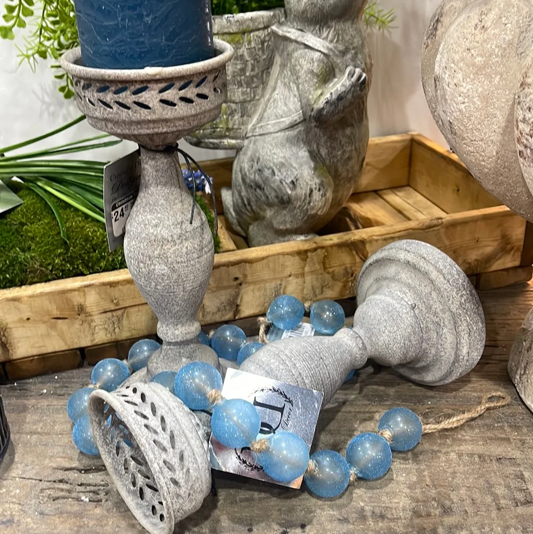 10" Metal Granite Finish Candle Holder
