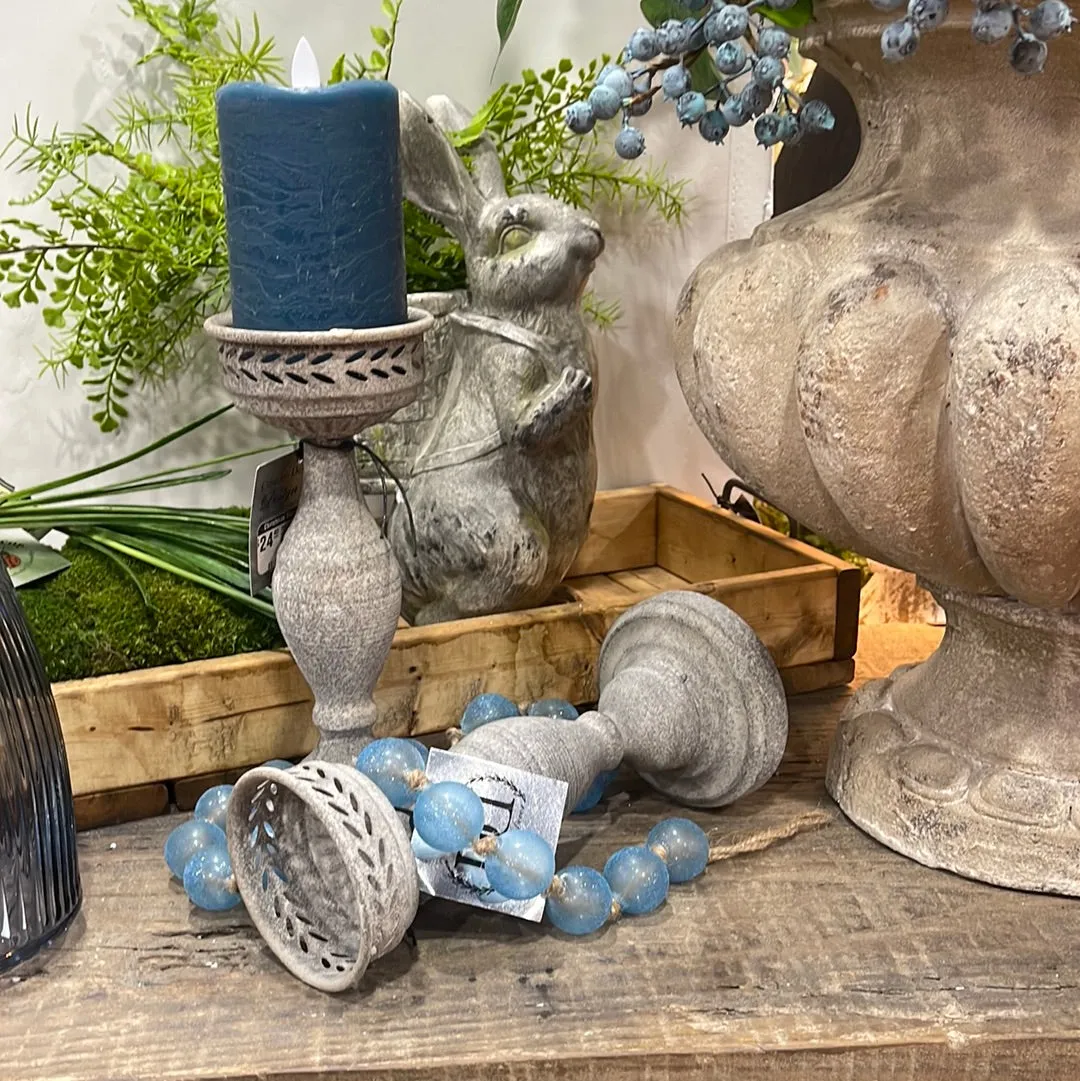 10" Metal Granite Finish Candle Holder