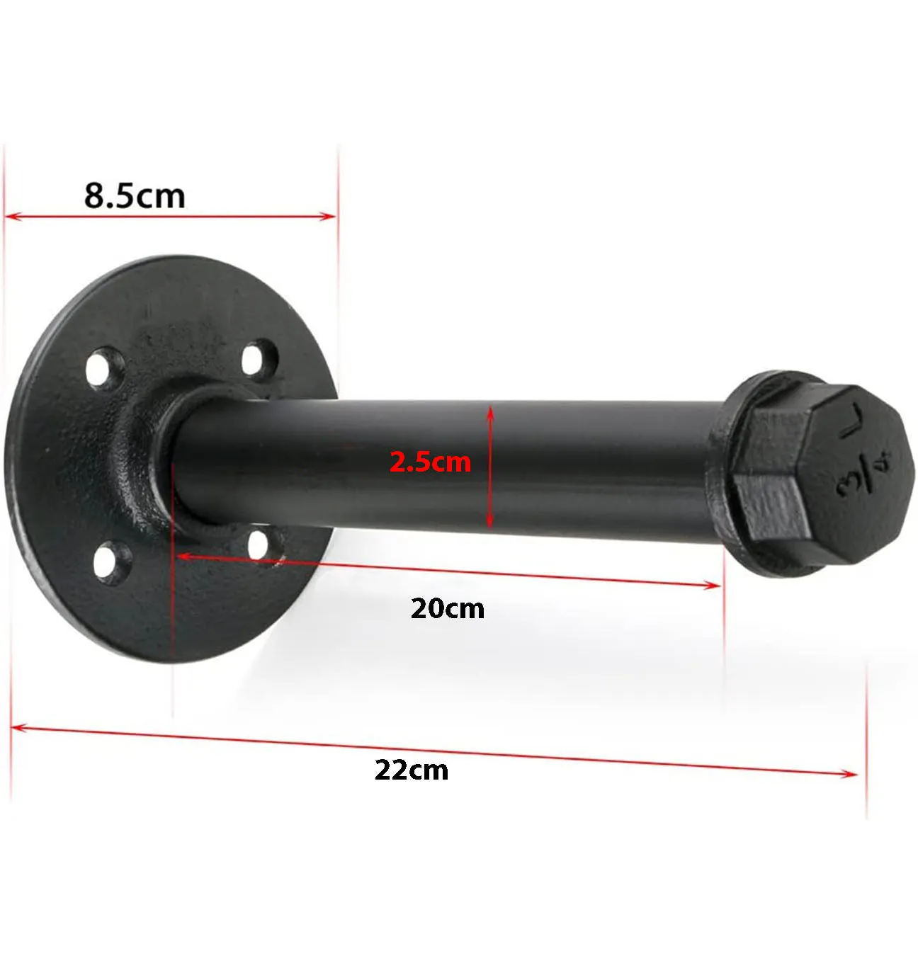 2Pcs Industrial Pipe Clothes Bar-22CM