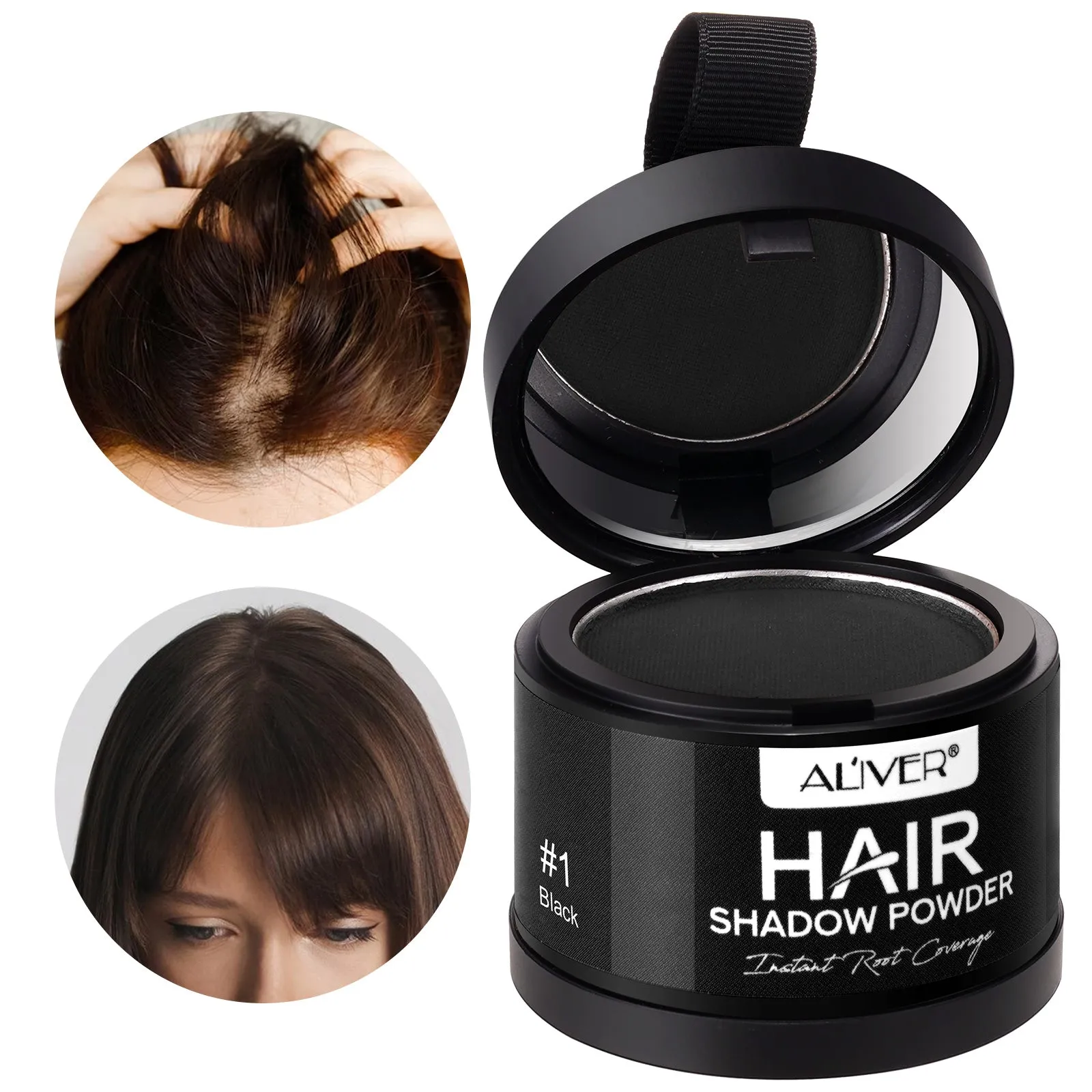 Aliver Instantly Hairline Shadow-Hair Shadow Powder, Quick Cover Black Hair Root Concealer, Eyebrows & Beard Line,Unisex,Black