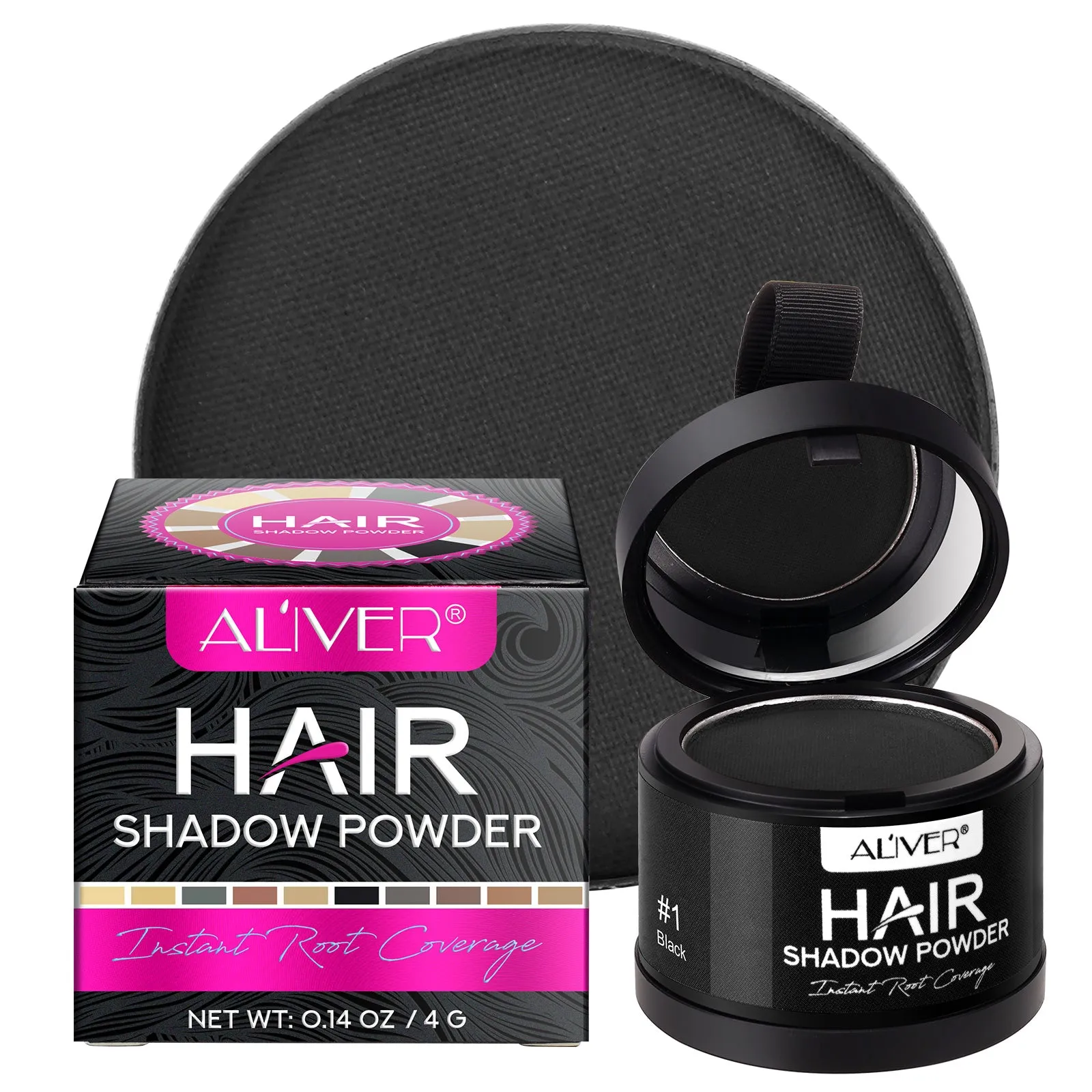 Aliver Instantly Hairline Shadow-Hair Shadow Powder, Quick Cover Black Hair Root Concealer, Eyebrows & Beard Line,Unisex,Black