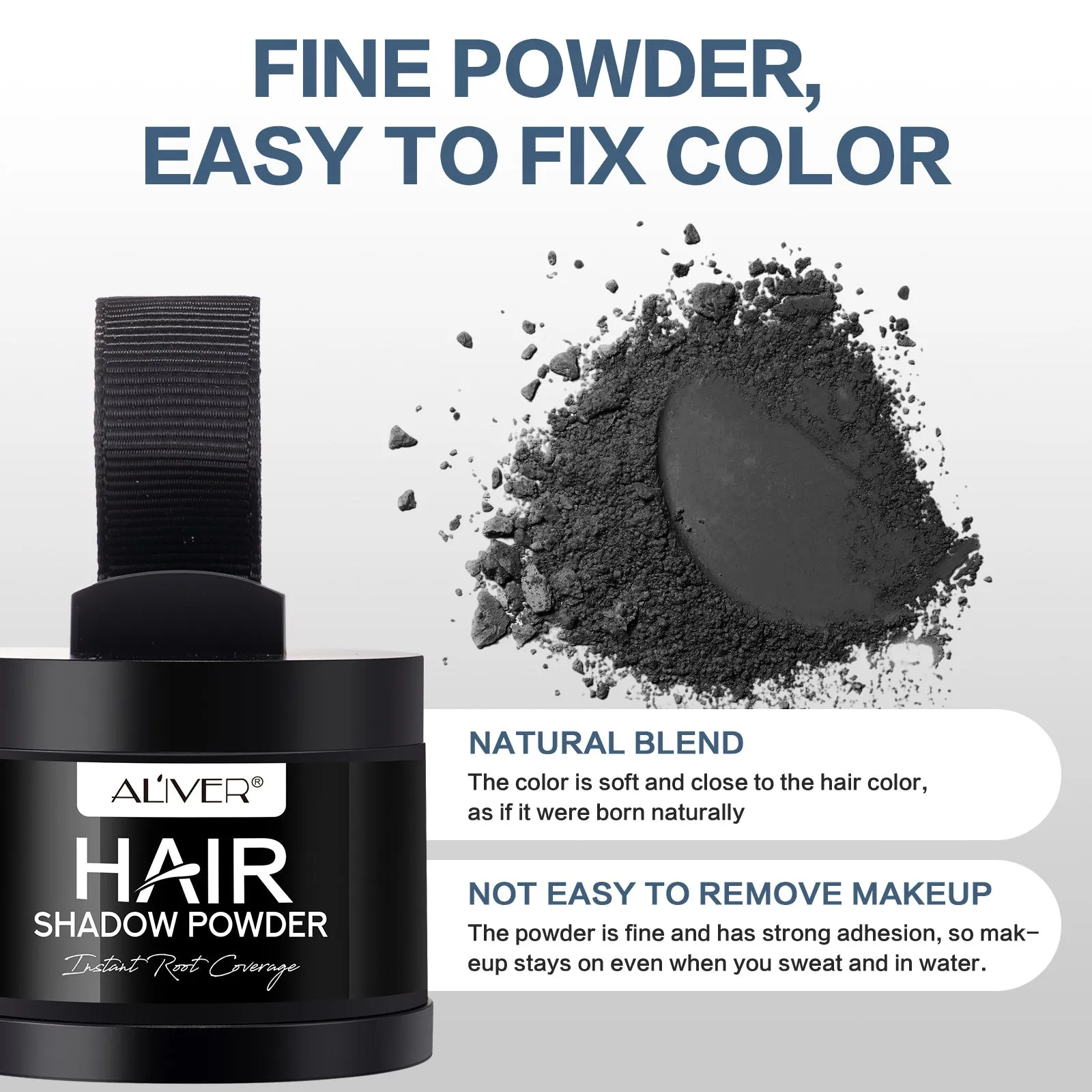 Aliver Instantly Hairline Shadow-Hair Shadow Powder, Quick Cover Black Hair Root Concealer, Eyebrows & Beard Line,Unisex,Black