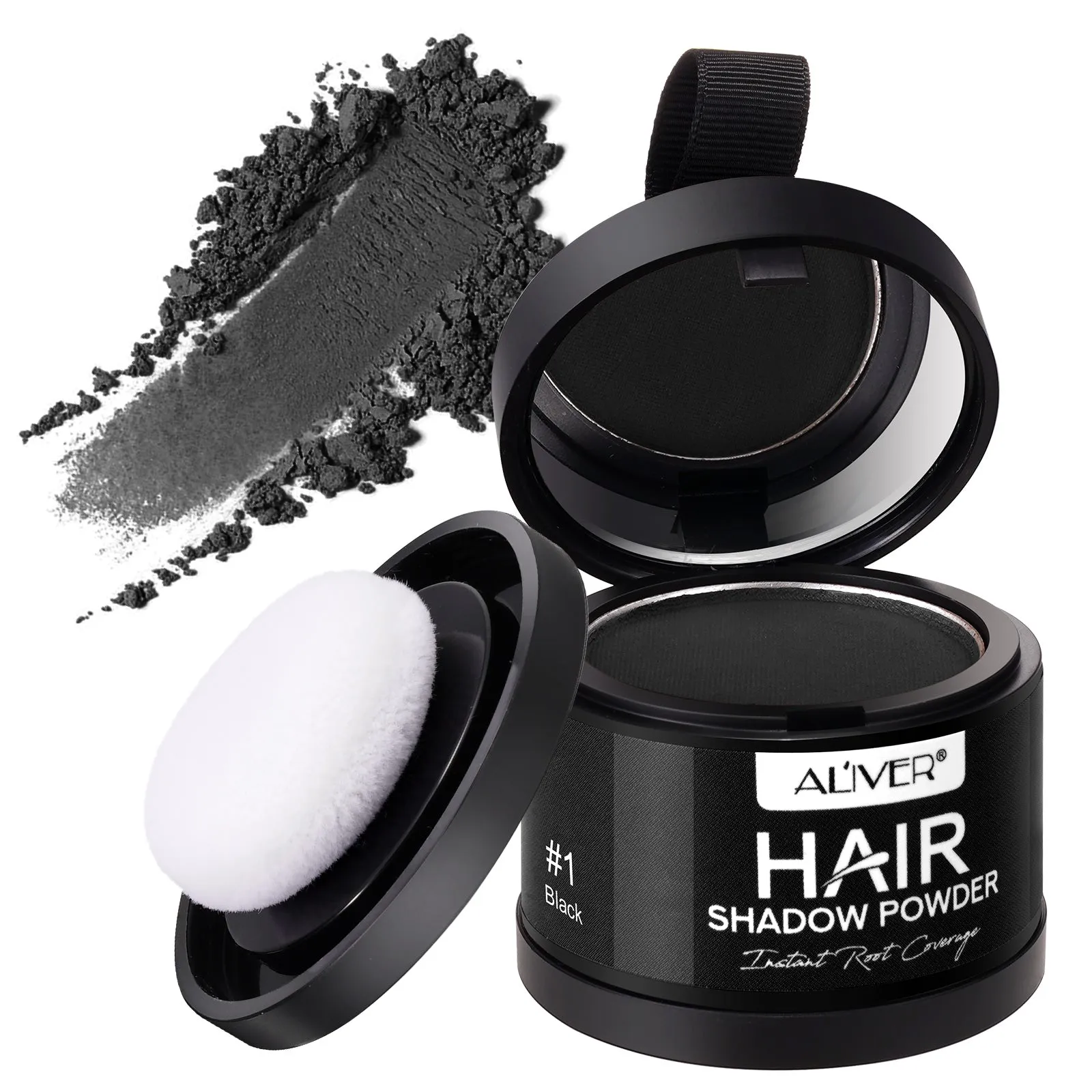 Aliver Instantly Hairline Shadow-Hair Shadow Powder, Quick Cover Black Hair Root Concealer, Eyebrows & Beard Line,Unisex,Black