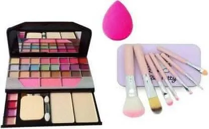 Bingeable All in One Best Makeup kit Combo With Makeup Brushes & Washable Makeup Sponge Beauty Blender Puff