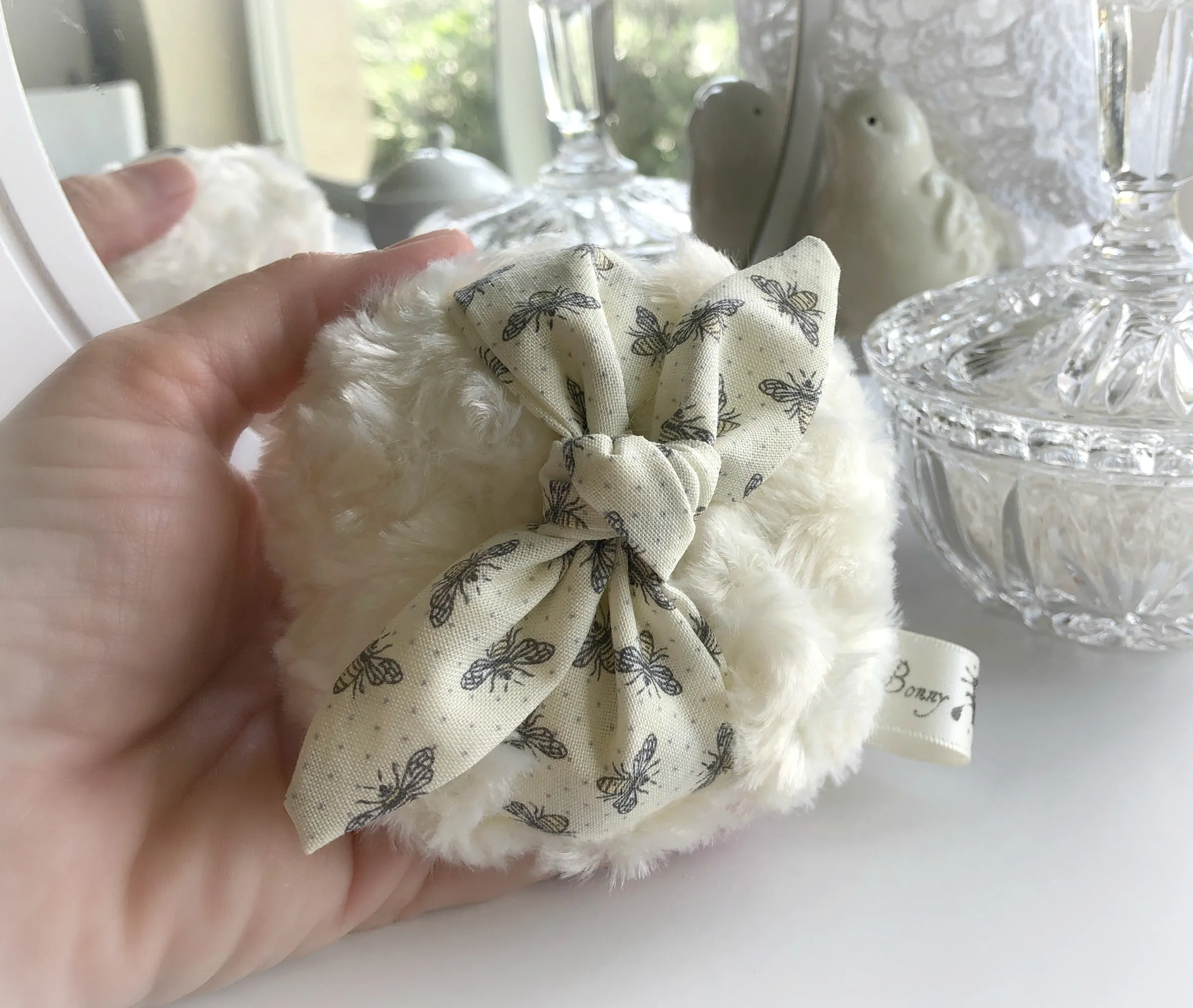 Body Powder Puff - Honey Bee, 4 inch