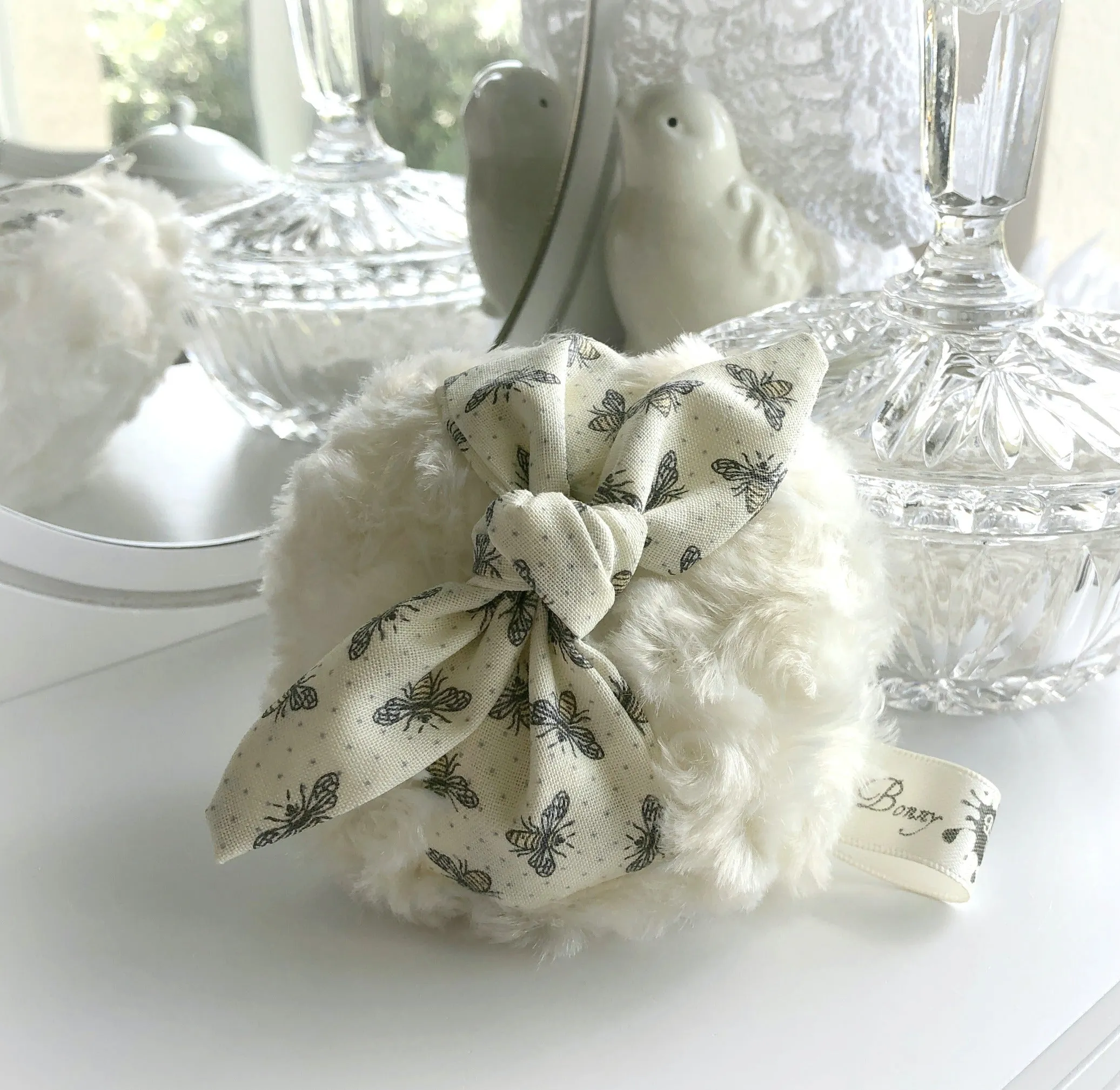 Body Powder Puff - Honey Bee, 4 inch