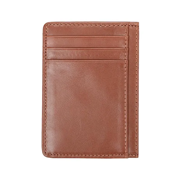 Brown Slim RFID Blocking Card Holder Minimalist Leather Front Pocket Wallet 棕色真牛皮RFID安全防盜信用卡套 CH19044