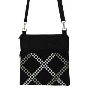 Dot Weave in Black | Black Nylon | Mini Square Crossbody Bag