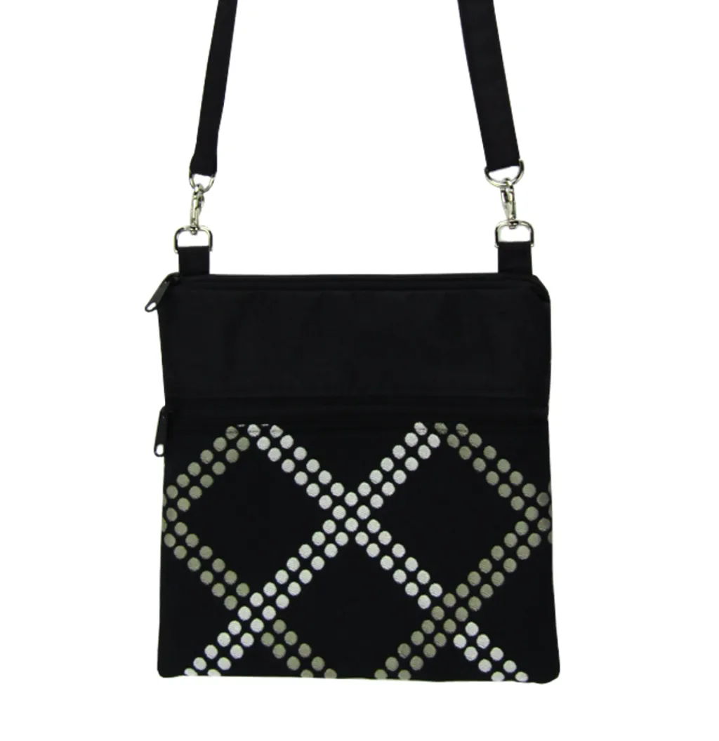 Dot Weave in Black | Black Nylon | Mini Square Crossbody Bag