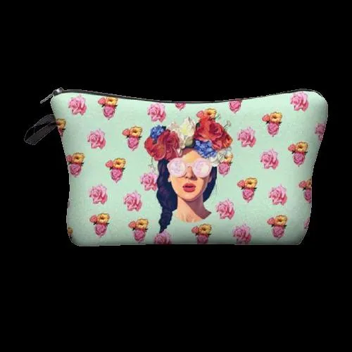 FREE   Shipping -Women  Makeup  Multicolour Pattern Organizer Cosmetic Bag