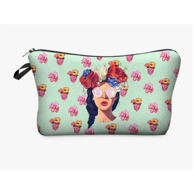 FREE   Shipping -Women  Makeup  Multicolour Pattern Organizer Cosmetic Bag