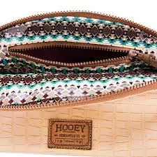 HOOEY SEDONA MOON LARGE LEATHER MAKEUP BAG CREAM/TAN