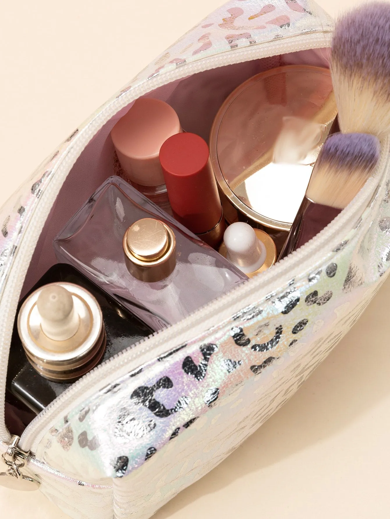 Leopard Print Portable Travel Storage Makeup Bag Cosmetic Organizer Toiletries