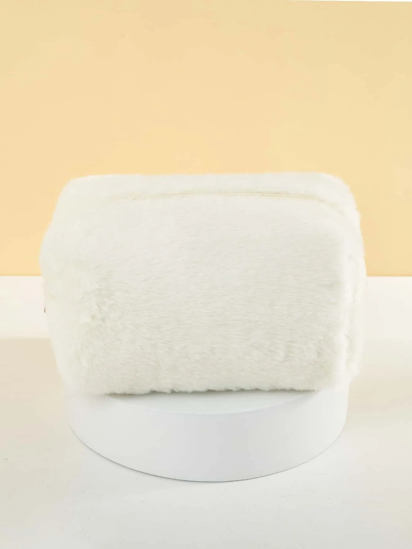 Plain Plush White Makeup Bag Cosmetic Organizer Toiletries Bag Makeup Organizer