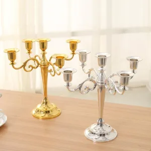 Silver/Gold/Black/Bronze Metal Candle Holder