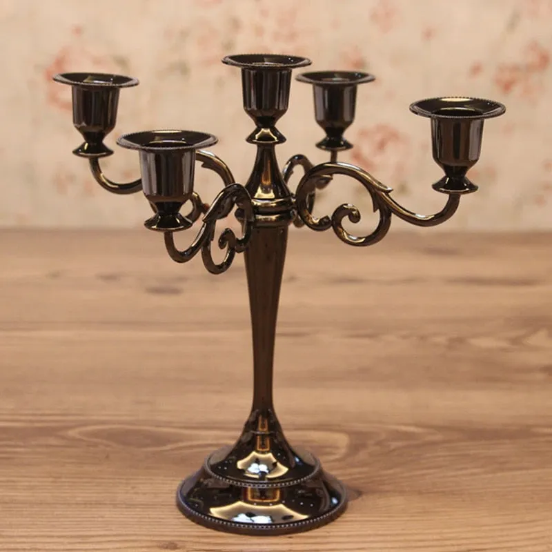 Silver/Gold/Black/Bronze Metal Candle Holder