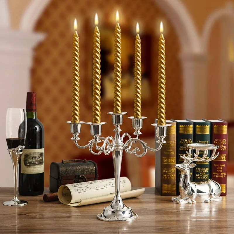 Silver/Gold/Black/Bronze Metal Candle Holder