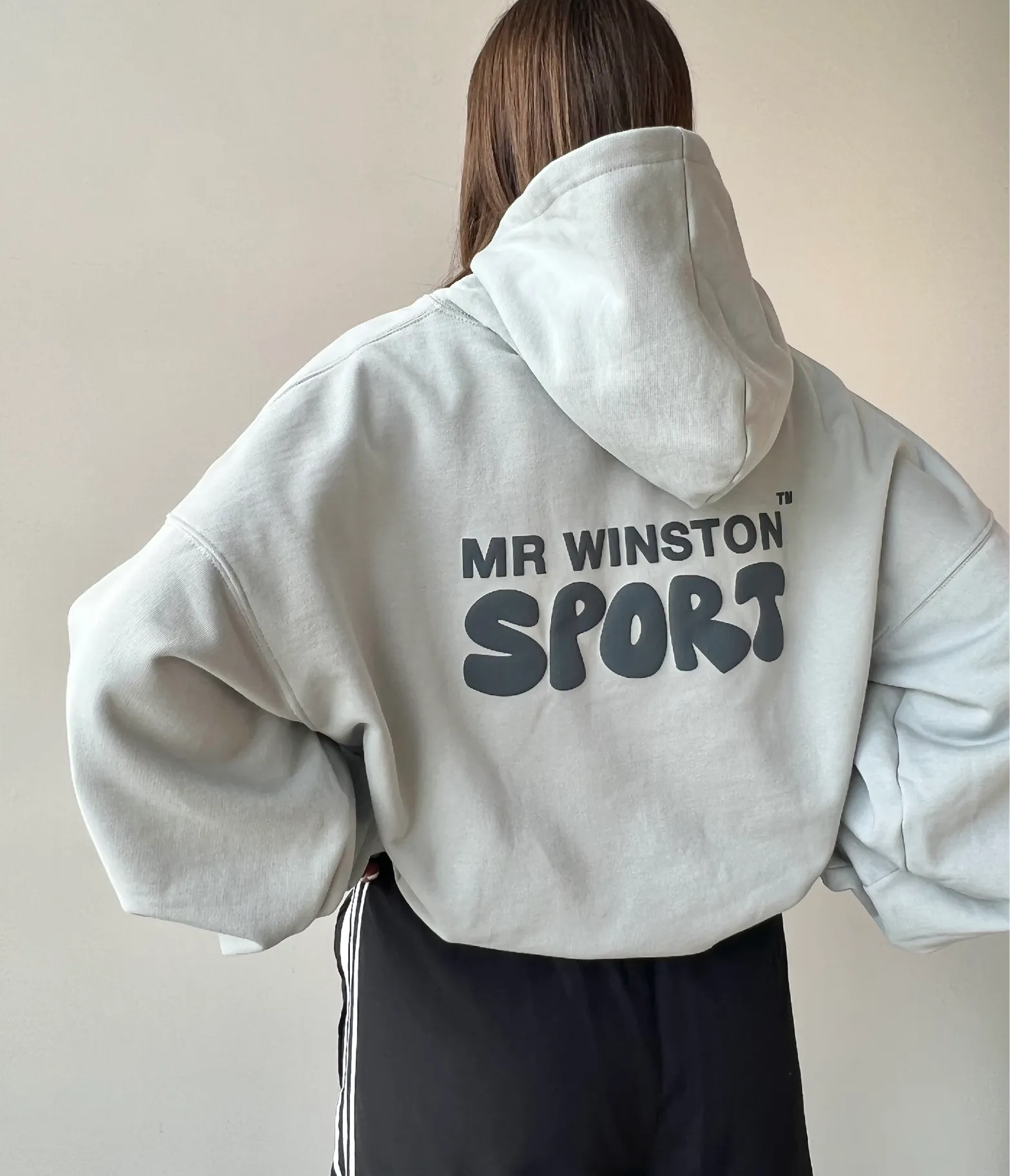 Soft Grey Puff Hood