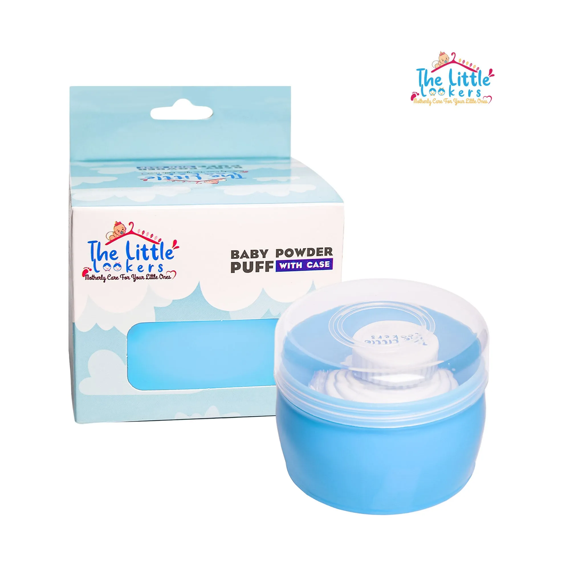 THE LITTLE LOOKERS Portable Baby Skin Care Baby Powder Puff with Box Holder Container for New Born and Kids for Baby Face and Body