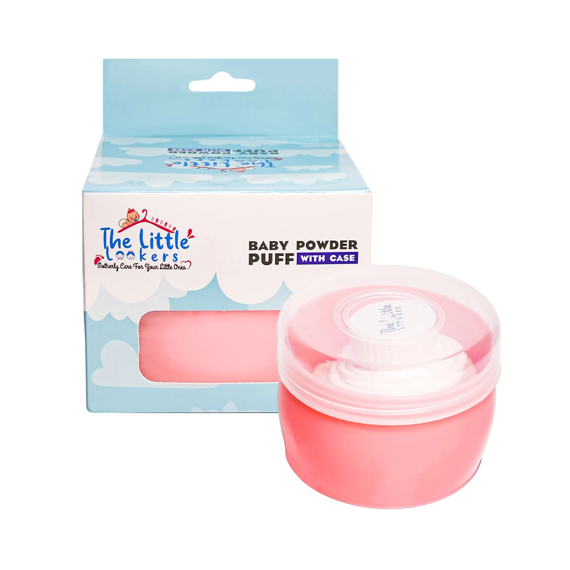 THE LITTLE LOOKERS Portable Baby Skin Care Baby Powder Puff with Box Holder Container for New Born and Kids for Baby Face and Body
