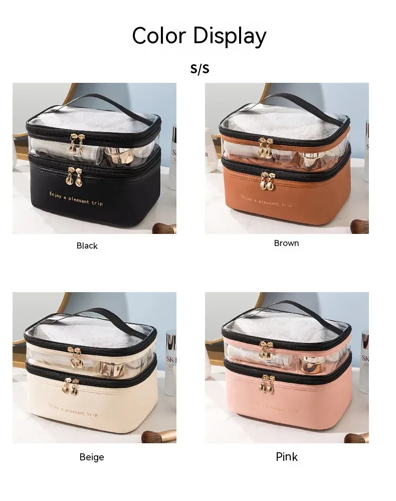 Waterproof Pvc Cosmetic Travel Portable Bag-Brown