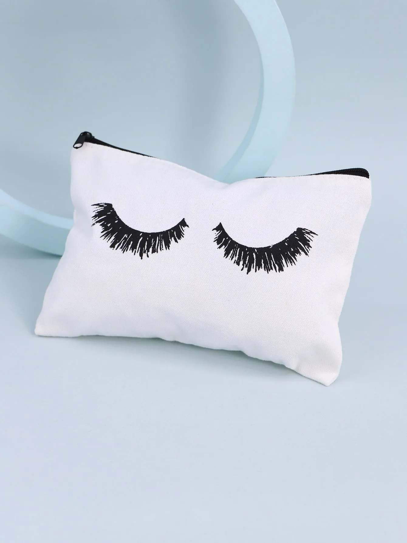 White Canvas Makeup Bag Eyelash Makeup Bag Cosmetic Organizer Toiletries Bag