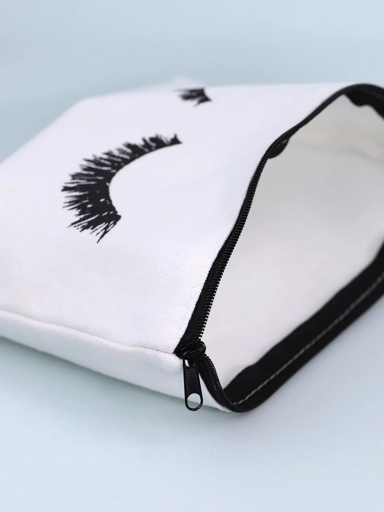 White Canvas Makeup Bag Eyelash Makeup Bag Cosmetic Organizer Toiletries Bag