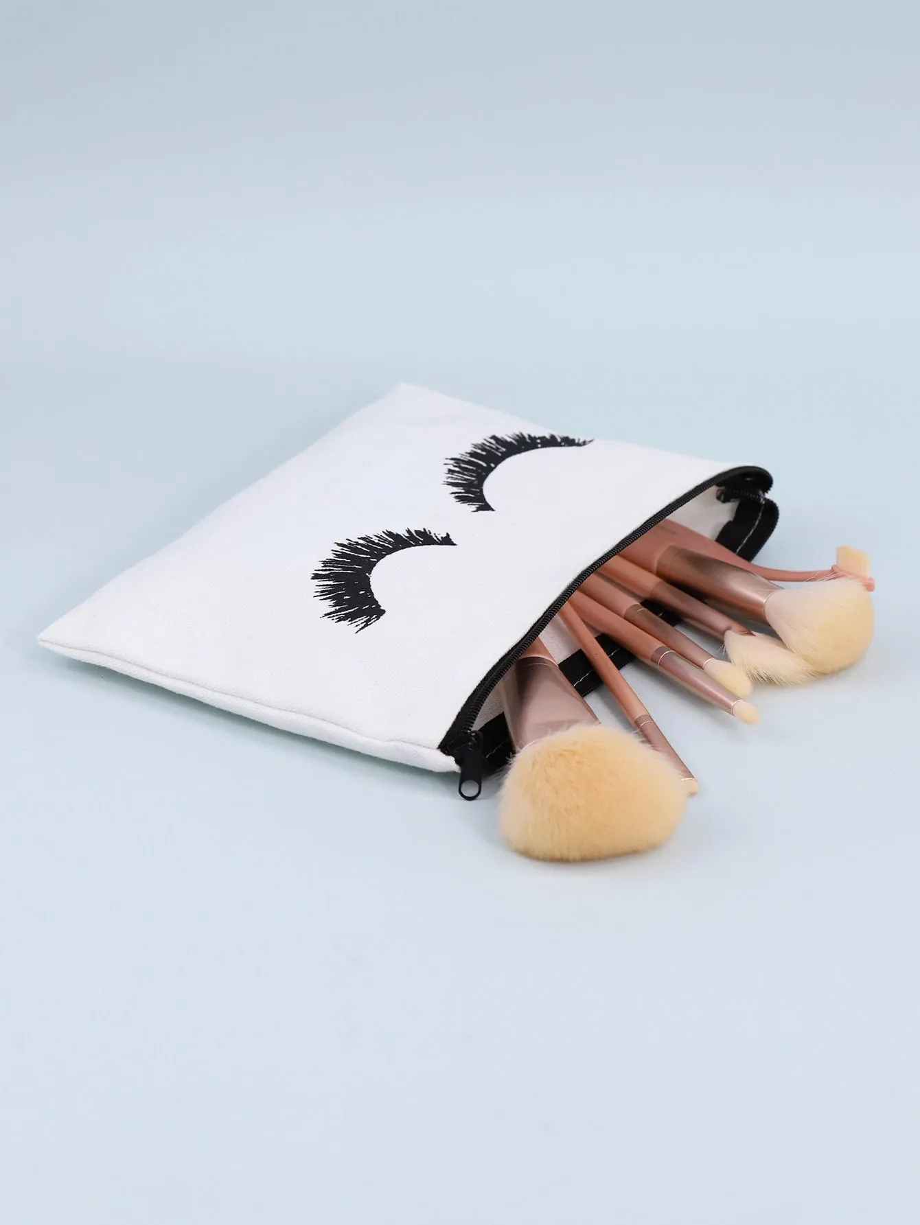 White Canvas Makeup Bag Eyelash Makeup Bag Cosmetic Organizer Toiletries Bag