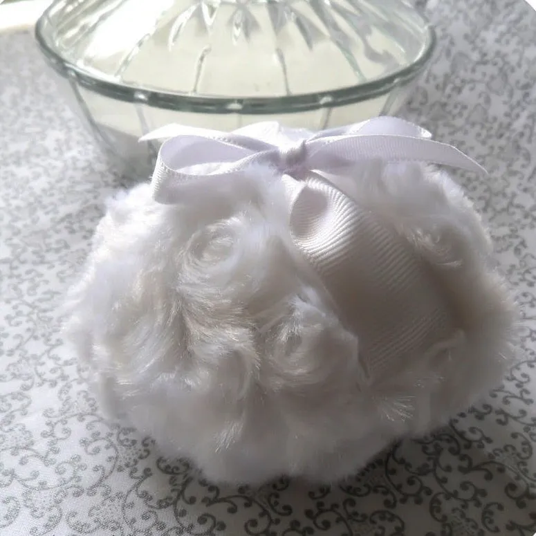 WHITE Powder Puff, 4 inch