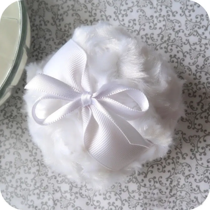 WHITE Powder Puff, 4 inch