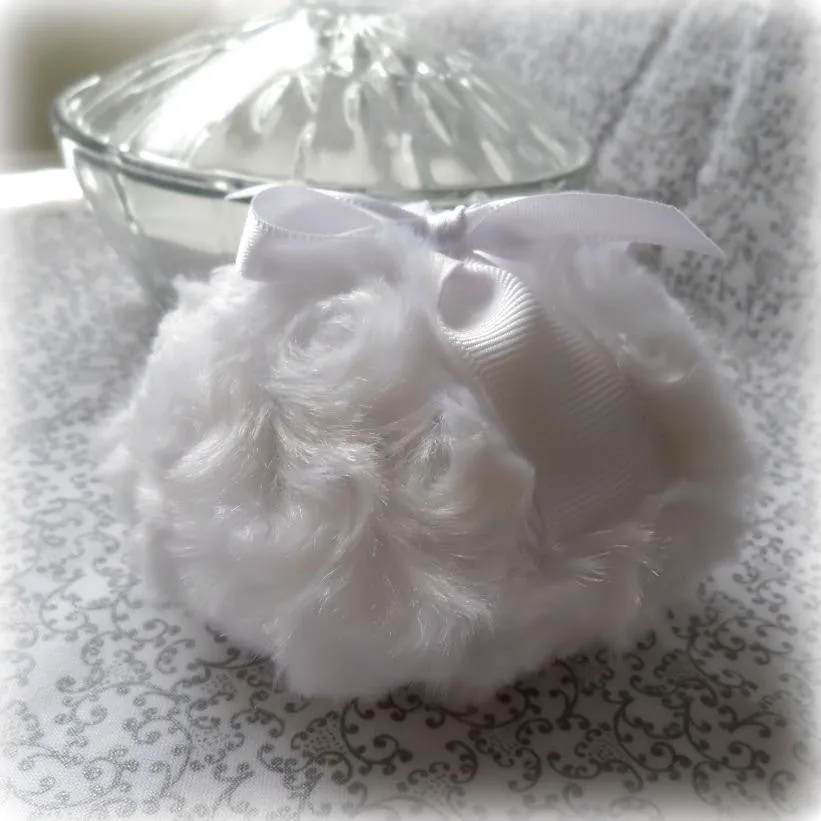 WHITE Powder Puff, 4 inch