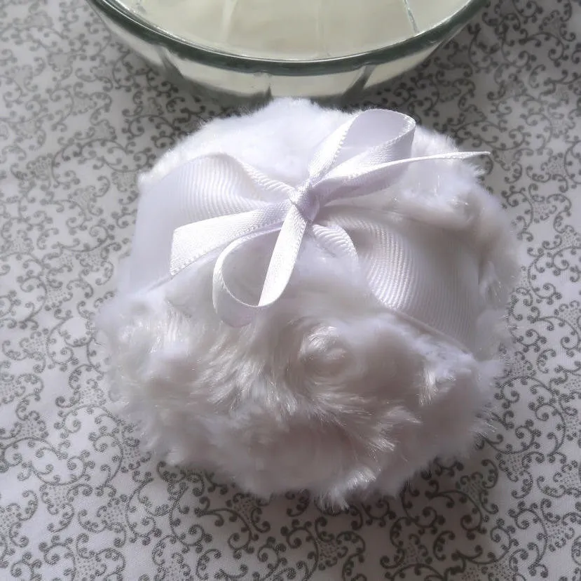 WHITE Powder Puff, 4 inch