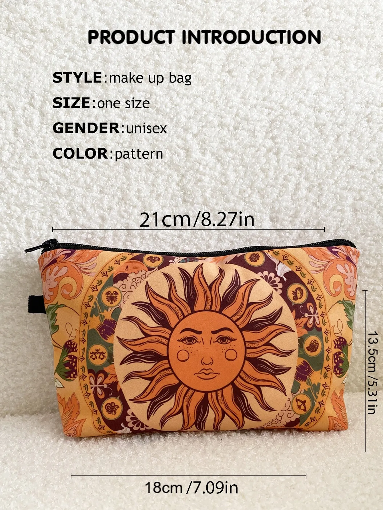 Yellow Sun Makeup Bag Boho Bag Makeup Bag Cosmetic Organizer Toiletries Bag
