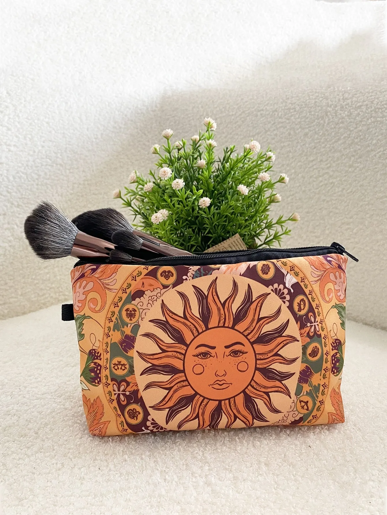 Yellow Sun Makeup Bag Boho Bag Makeup Bag Cosmetic Organizer Toiletries Bag